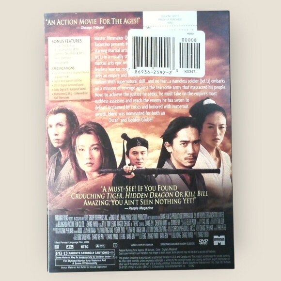 Jet Li Hero DVD Quentin Tarantino Presents Action Martial Arts Epic New Sealed - Picture 3 of 3